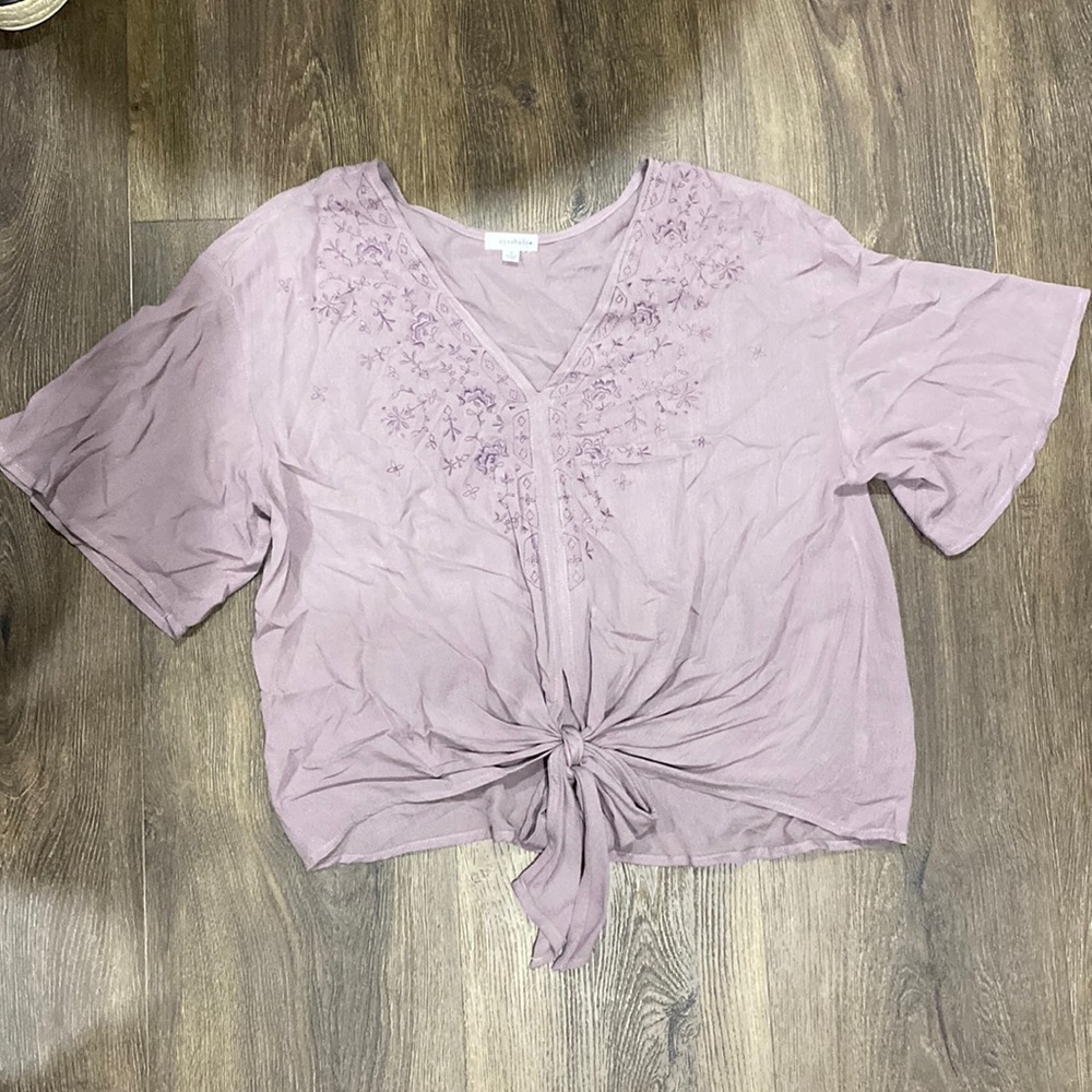 Front Tie Purple Top